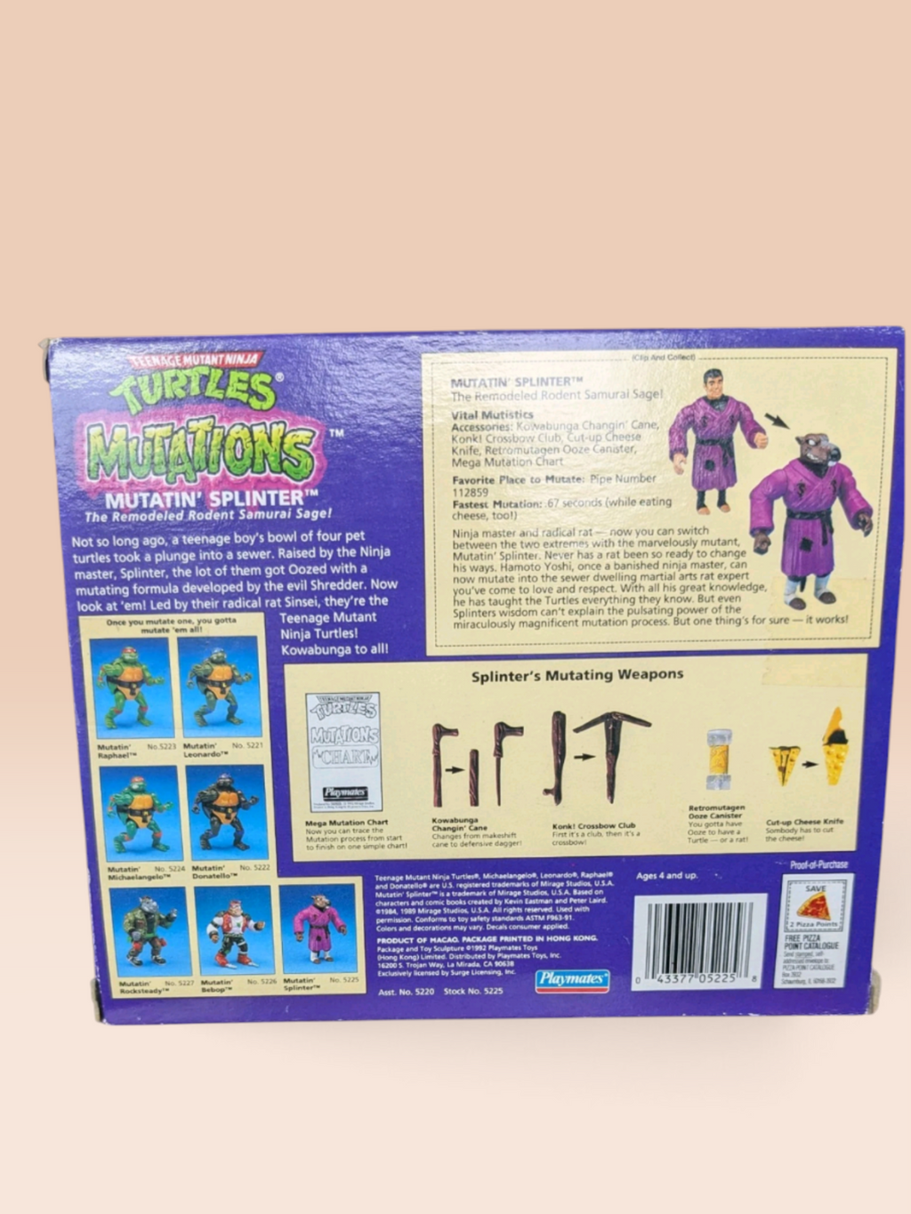 TMNT Teenage Mutant Ninja Turtles Figure Mutations Mutatin' Splinter 1992