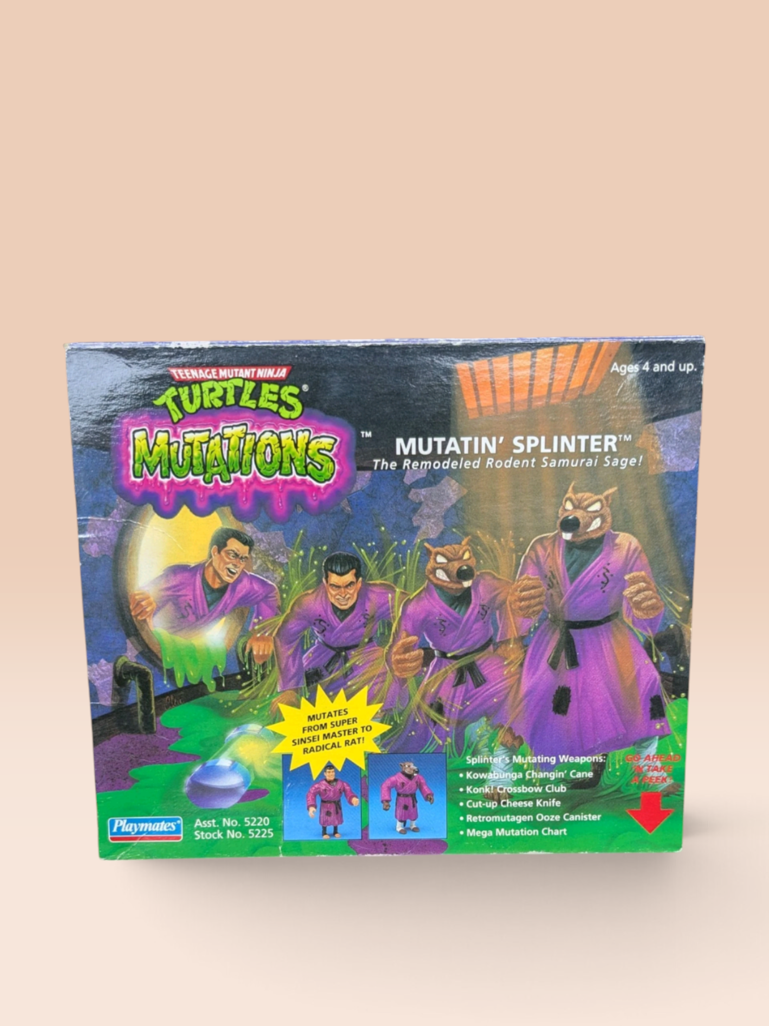TMNT Teenage Mutant Ninja Turtles Figure Mutations Mutatin' Splinter 1992